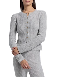 Rib-Knit Cashmere-Silk Cardigan