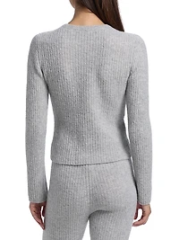 Rib-Knit Cashmere-Silk Cardigan