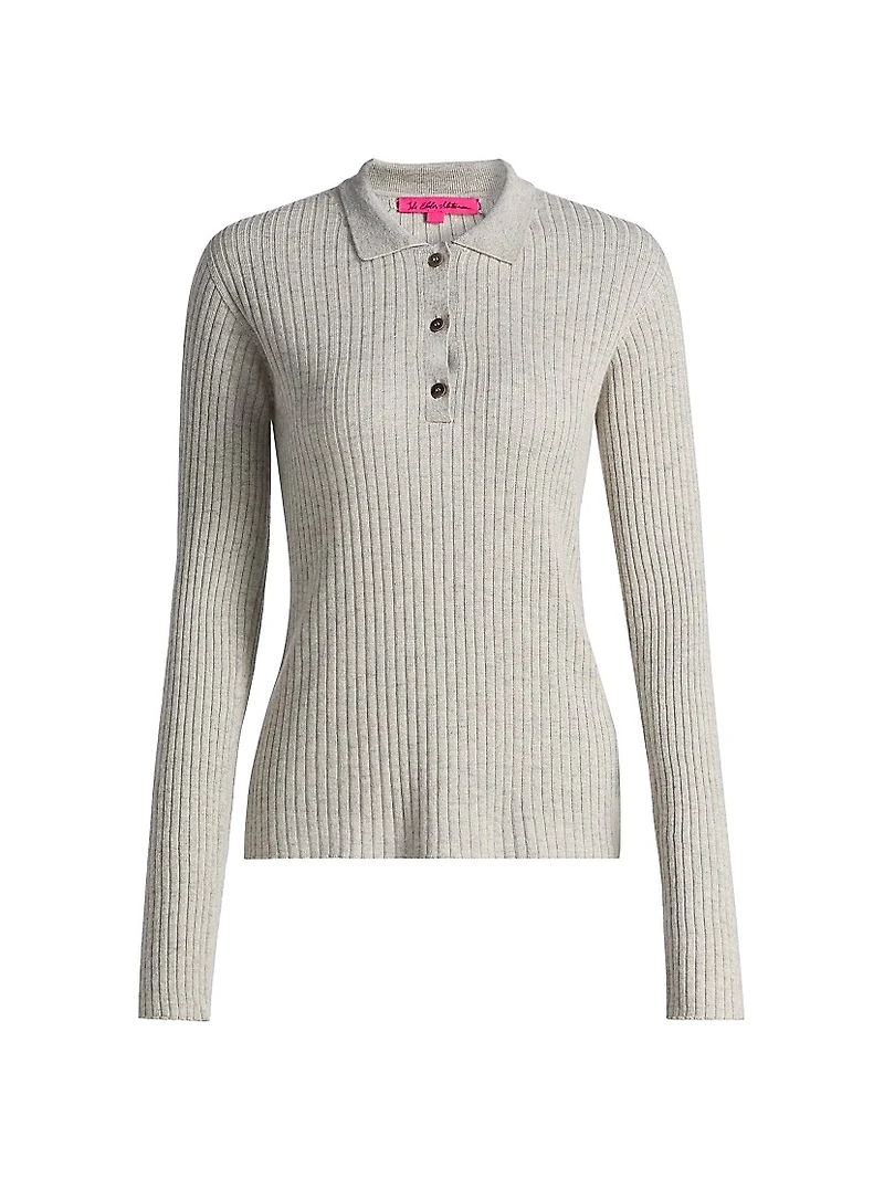 Cashmere-Silk Polo Sweater