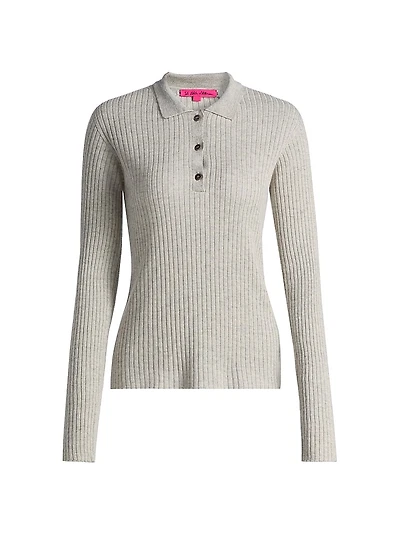 Cashmere-Silk Polo Sweater