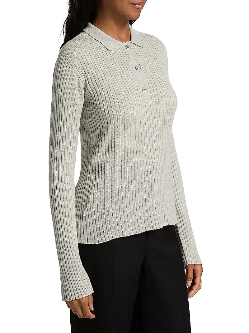 Cashmere-Silk Polo Sweater
