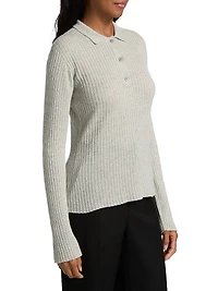 Cashmere-Silk Polo Sweater