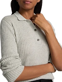 Cashmere-Silk Polo Sweater