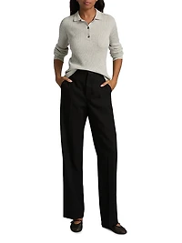 Cashmere-Silk Polo Sweater