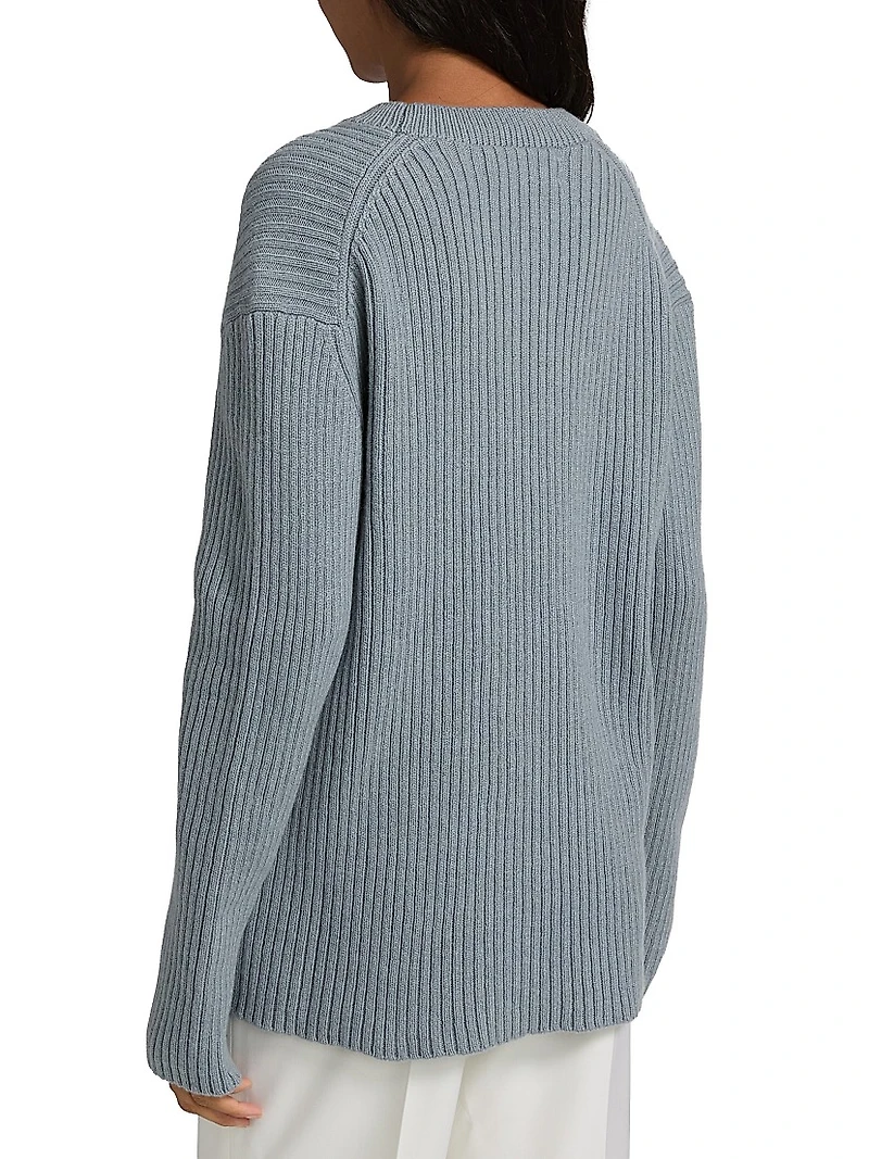 Ribbed Cashmere Crewneck Sweater