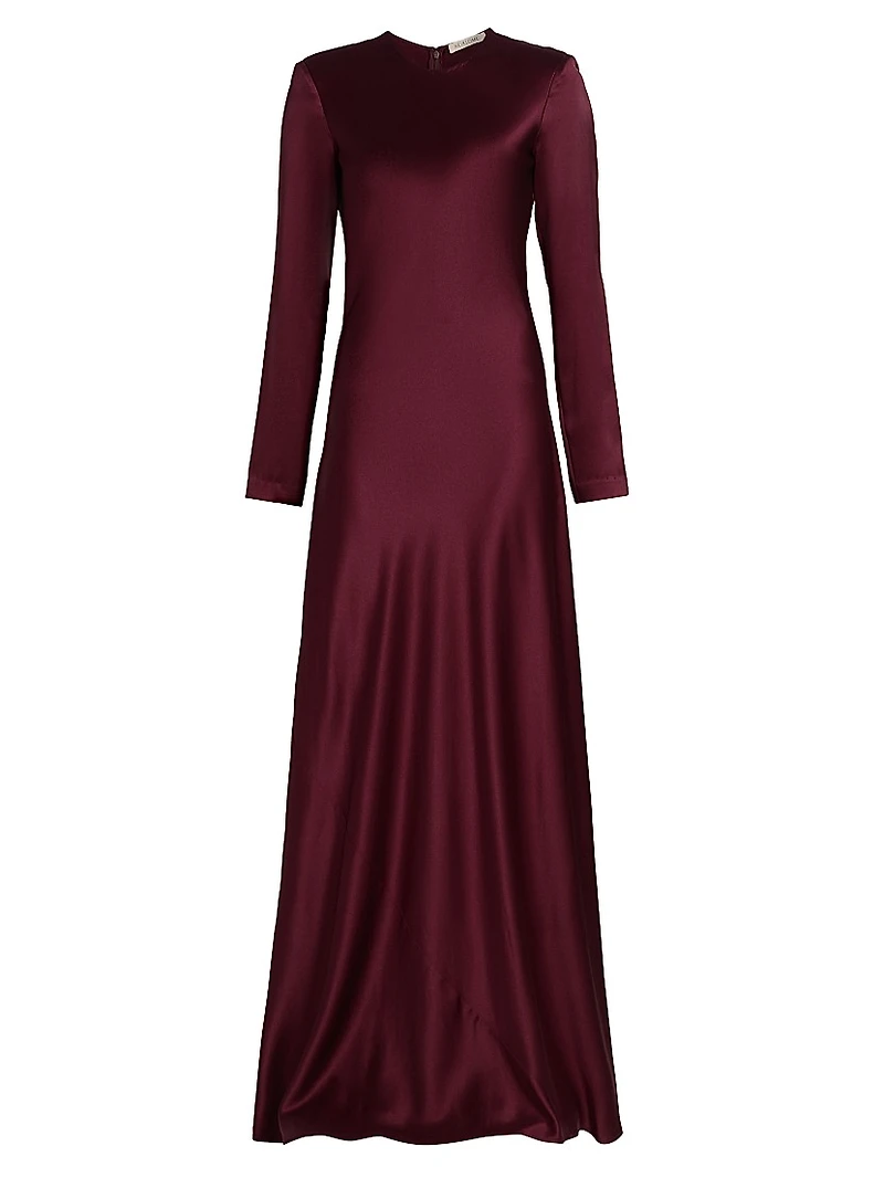 Ruth Silk Bias-Cut Long-Sleeve Gown