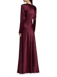 Ruth Silk Bias-Cut Long-Sleeve Gown