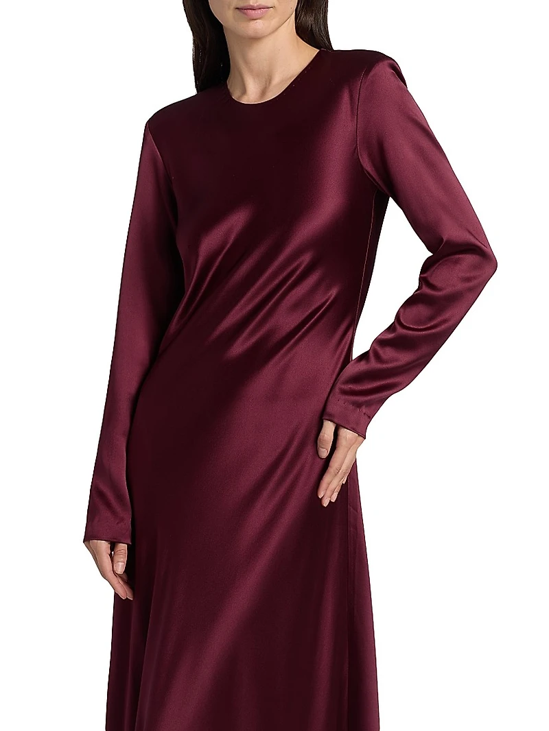 Ruth Silk Bias-Cut Long-Sleeve Gown