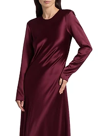 Ruth Silk Bias-Cut Long-Sleeve Gown