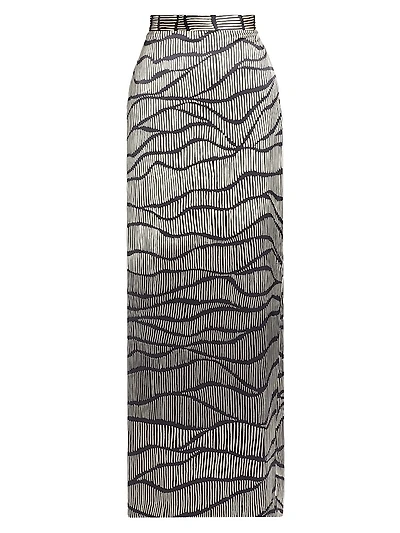 Ivanna Striped Silk Maxi Skirt