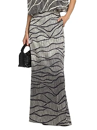 Ivanna Striped Silk Maxi Skirt