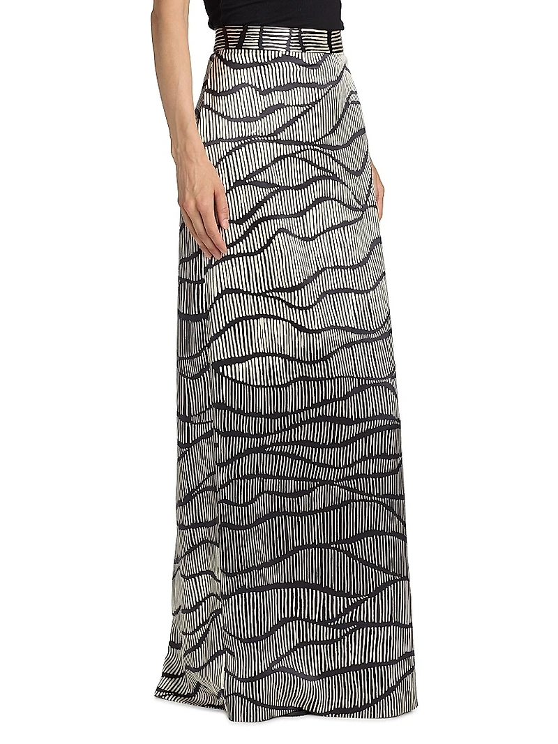 Ivanna Striped Silk Maxi Skirt