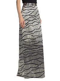 Ivanna Striped Silk Maxi Skirt