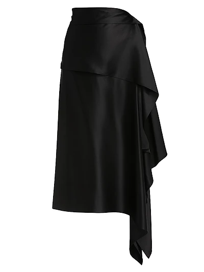 Agatha Silk Asymmetric Midi-Skirt