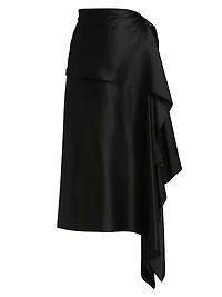 Agatha Silk Asymmetric Midi-Skirt