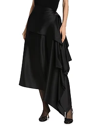 Agatha Silk Asymmetric Midi-Skirt