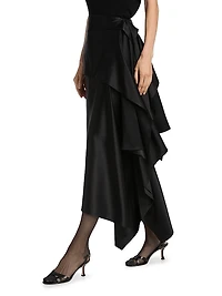 Agatha Silk Asymmetric Midi-Skirt