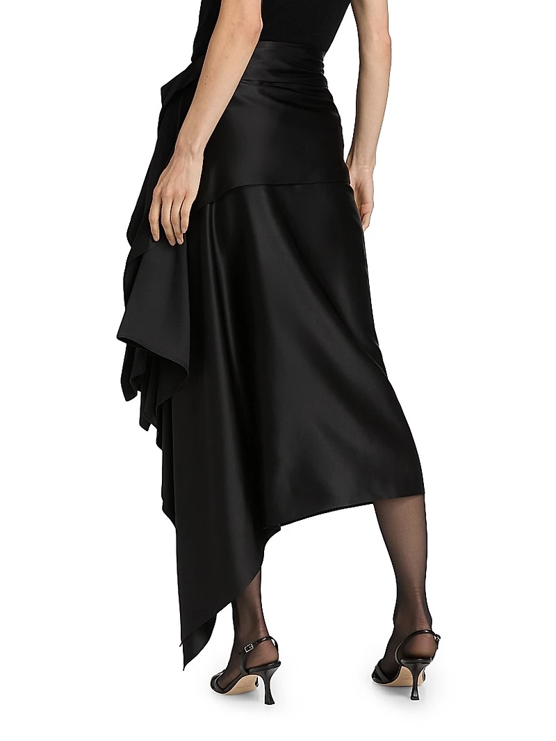 Agatha Silk Asymmetric Midi-Skirt