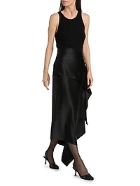 Agatha Silk Asymmetric Midi-Skirt