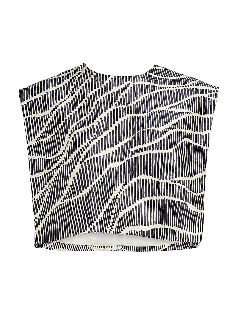 Milagros Striped Silk Boxy Crop Top