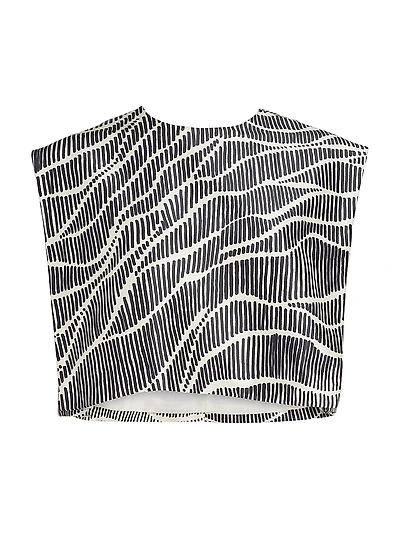 Milagros Striped Silk Boxy Crop Top