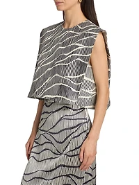 Milagros Striped Silk Boxy Crop Top