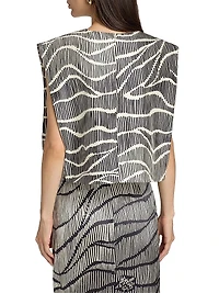 Milagros Striped Silk Boxy Crop Top