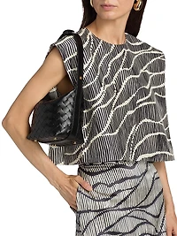 Milagros Striped Silk Boxy Crop Top