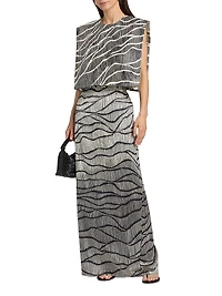 Milagros Striped Silk Boxy Crop Top