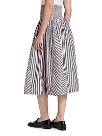 Layla Striped Cotton A-Line Midi-Skirt