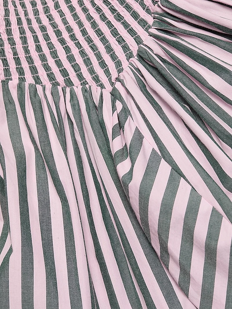 Layla Striped Cotton A-Line Midi-Skirt