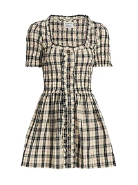 Mansi Smocked Plaid Cotton Minidress