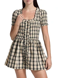 Mansi Smocked Plaid Cotton Minidress
