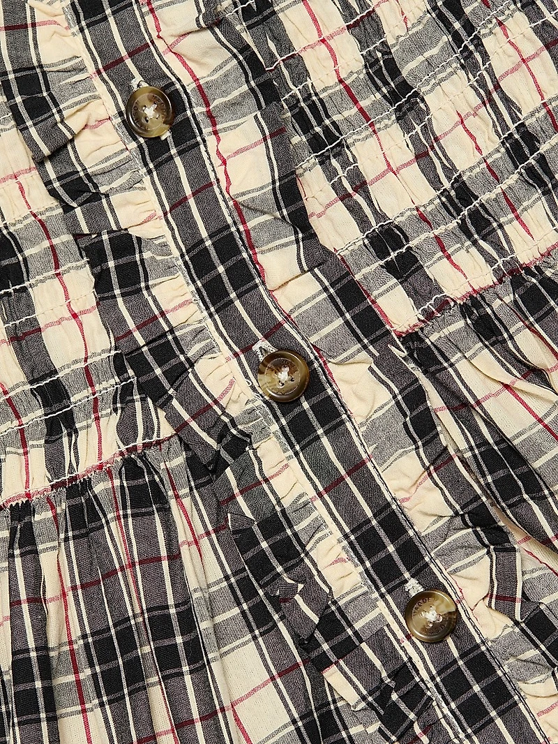 Mansi Smocked Plaid Cotton Minidress