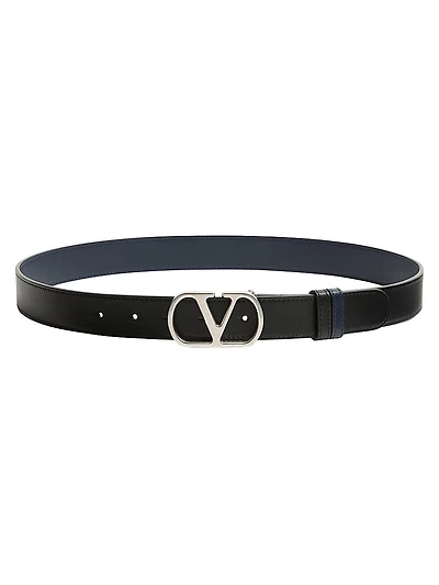 Vlogo Signature Reversible Shiny Calfskin Belt 30MM
