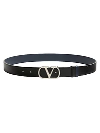 Vlogo Signature Reversible Shiny Calfskin Belt 30MM