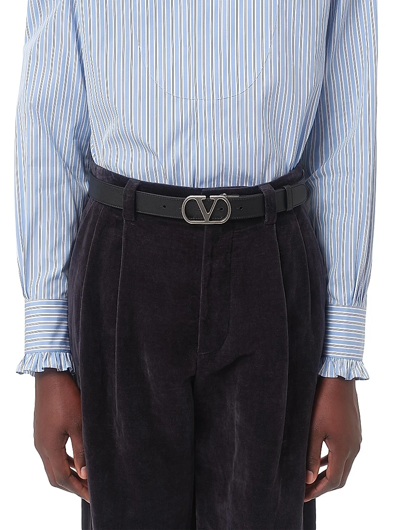 Vlogo Signature Reversible Shiny Calfskin Belt 30MM