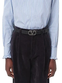 Vlogo Signature Reversible Shiny Calfskin Belt 30MM