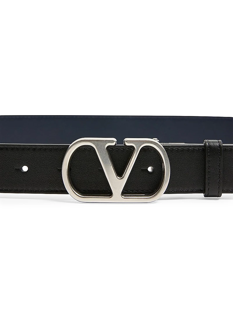 Vlogo Signature Reversible Shiny Calfskin Belt 30MM