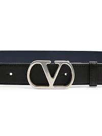 Vlogo Signature Reversible Shiny Calfskin Belt 30MM