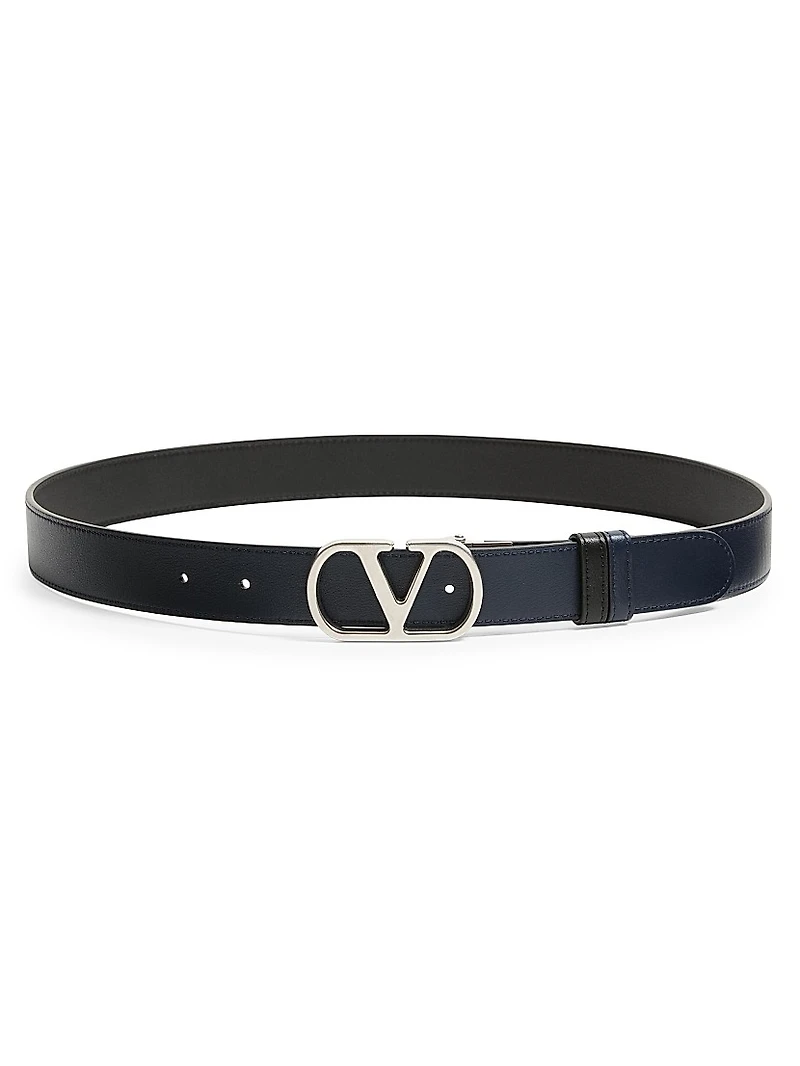 Vlogo Signature Reversible Shiny Calfskin Belt 30MM