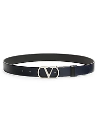 Vlogo Signature Reversible Shiny Calfskin Belt 30MM