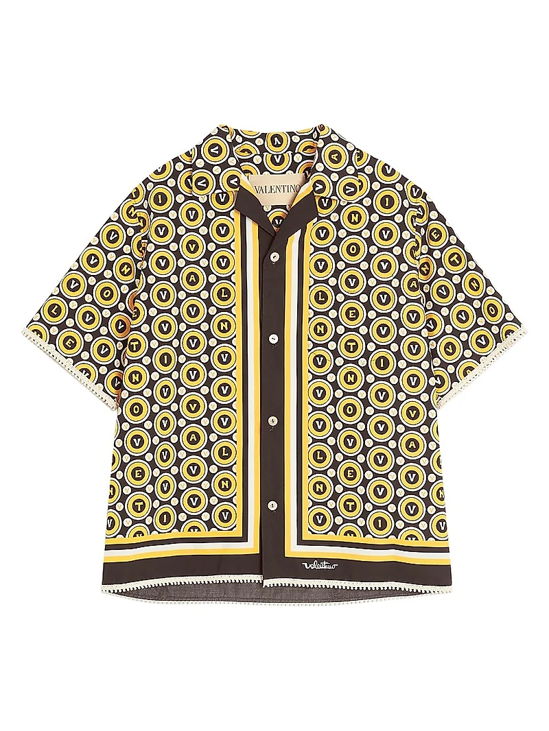 Cotton Poplin Bowling Shirt with Bulles Royales Print