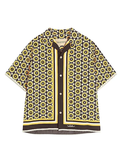 Cotton Poplin Bowling Shirt with Bulles Royales Print