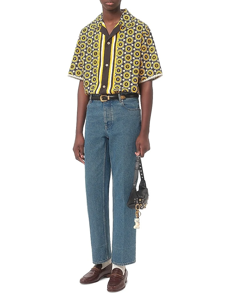 Cotton Poplin Bowling Shirt with Bulles Royales Print
