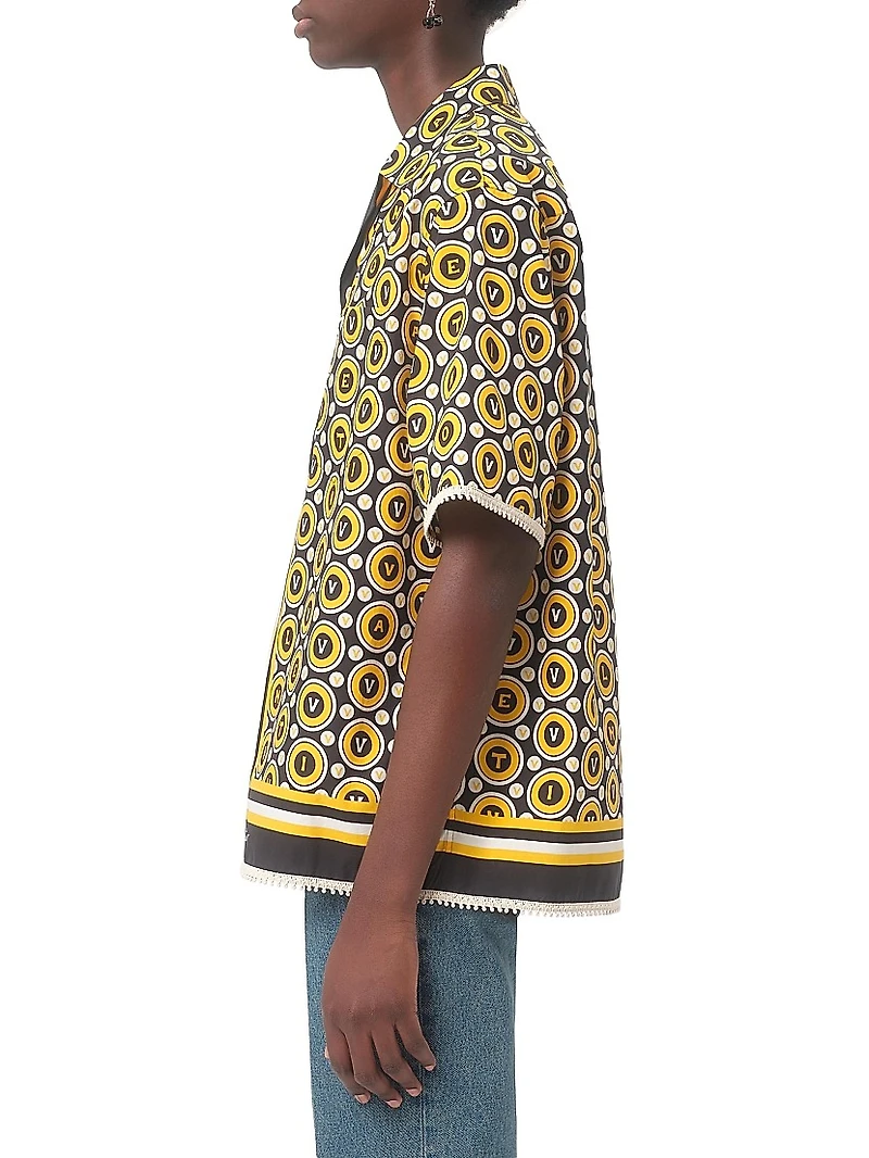 Cotton Poplin Bowling Shirt with Bulles Royales Print