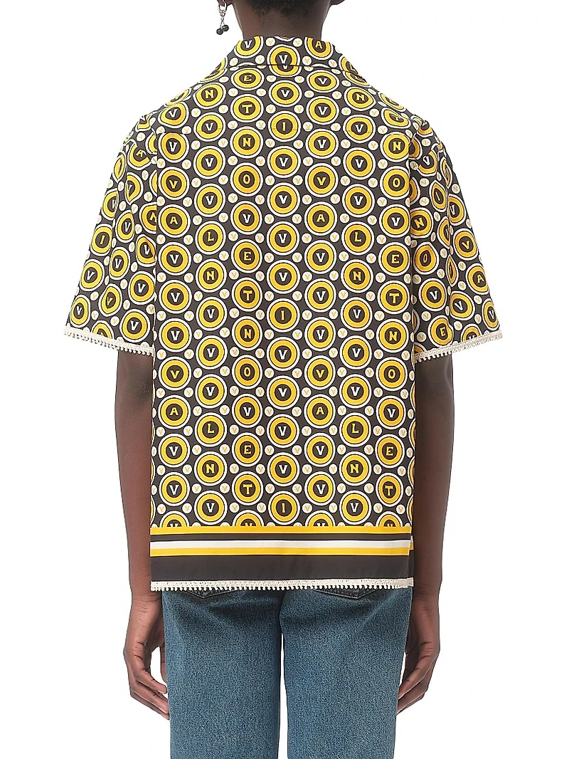 Cotton Poplin Bowling Shirt with Bulles Royales Print