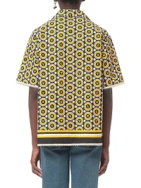 Cotton Poplin Bowling Shirt with Bulles Royales Print