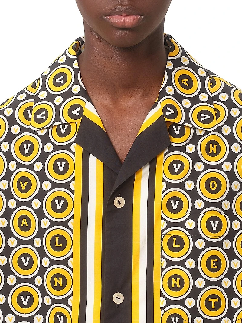 Cotton Poplin Bowling Shirt with Bulles Royales Print