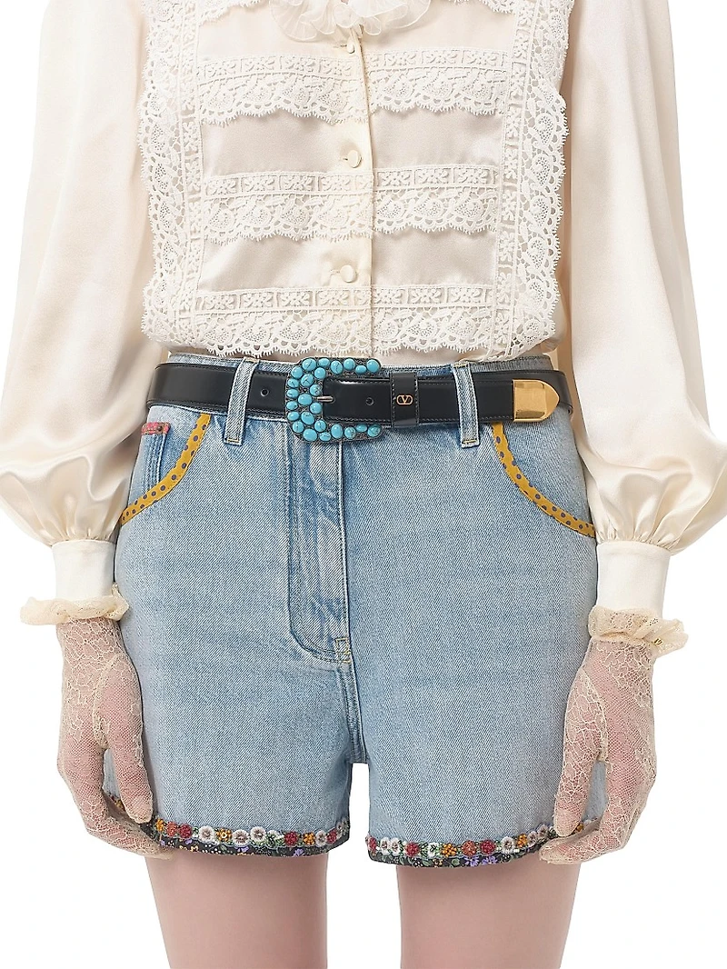 Vlogo Signature Brushed Calfskin Belt 30 MM